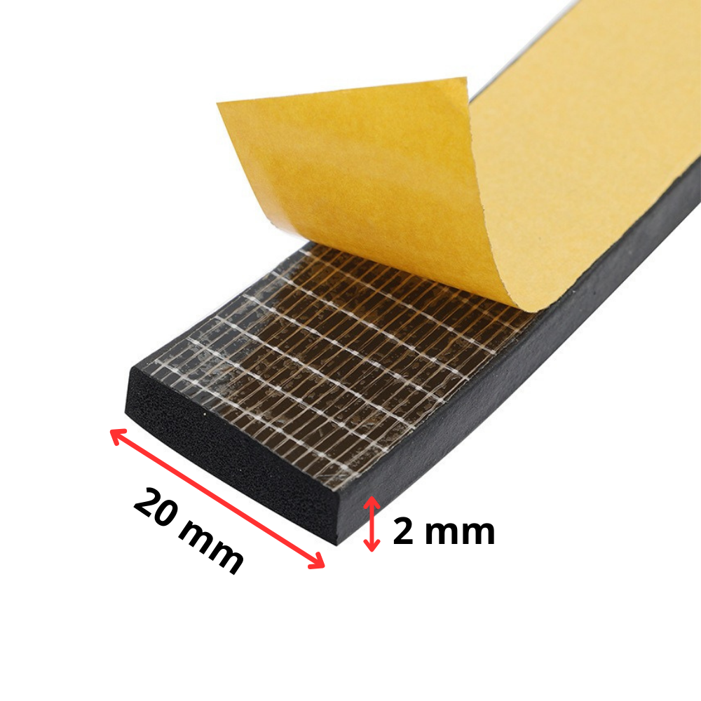 Junta EPDM 2x20mm autoadhesiva tope cinta puerta ventana acústica