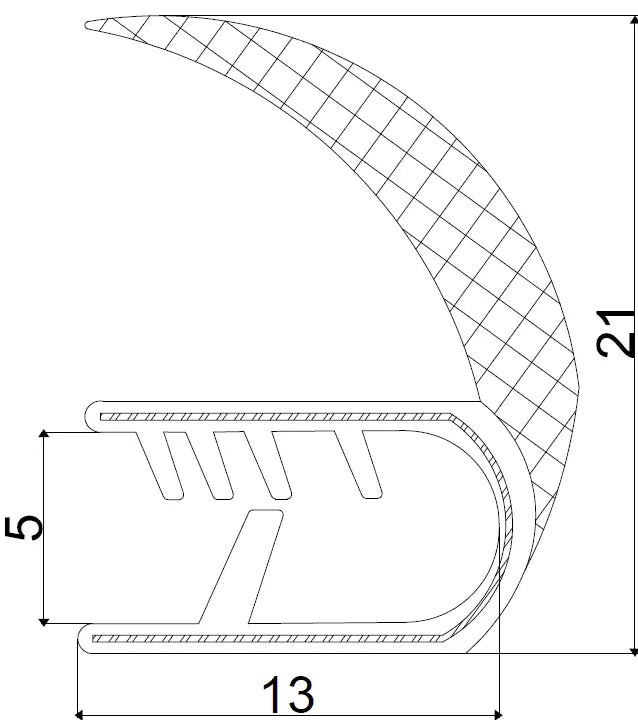 Junta SB para borde decorativa para puertas de vidrio universal reforzada