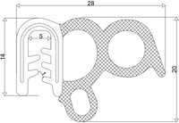 Junta de goma T-70 para puertas, reforzada universal