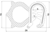 Junta de goma T-29 para puerta, reforzada universal